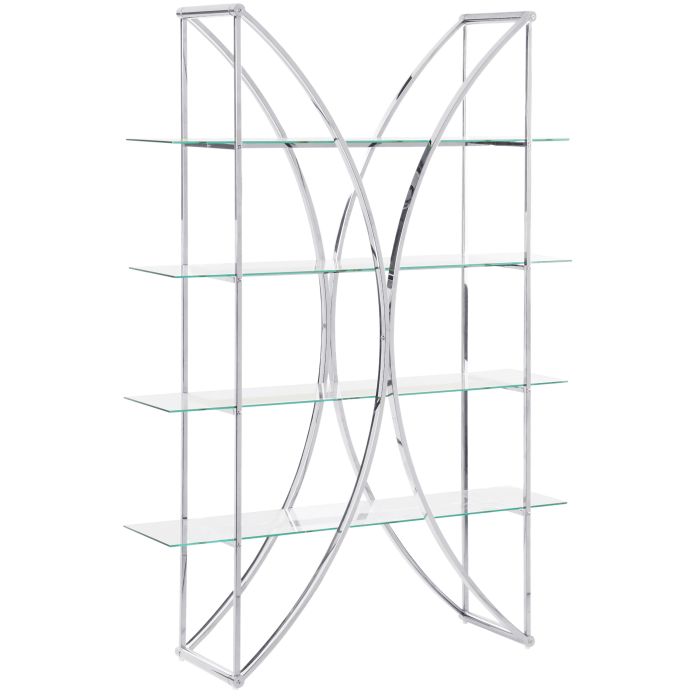 4 Tier Metal Bookcase Silver HOLLOW