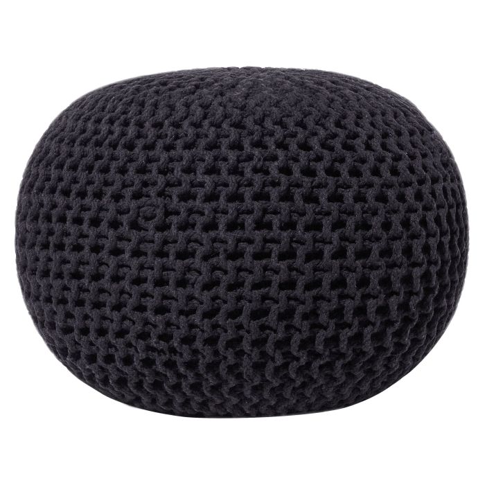 Cotton Knitted Pouffe 50 x 35 cm Black CONRAD
