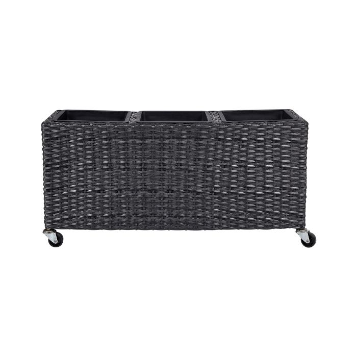 PE Rattan Wheeled Plant Pot Black BELLIS
