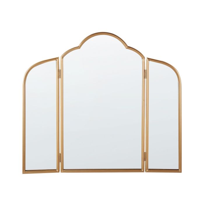 Tri-Fold Metal Mirror 87x77cm Gold