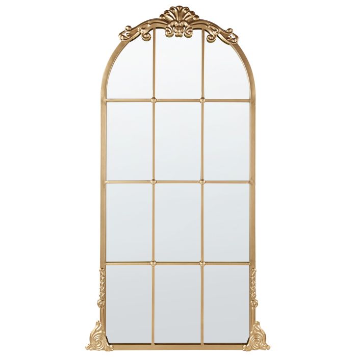 Metal Window Wall Mirror 66x124cm Gold