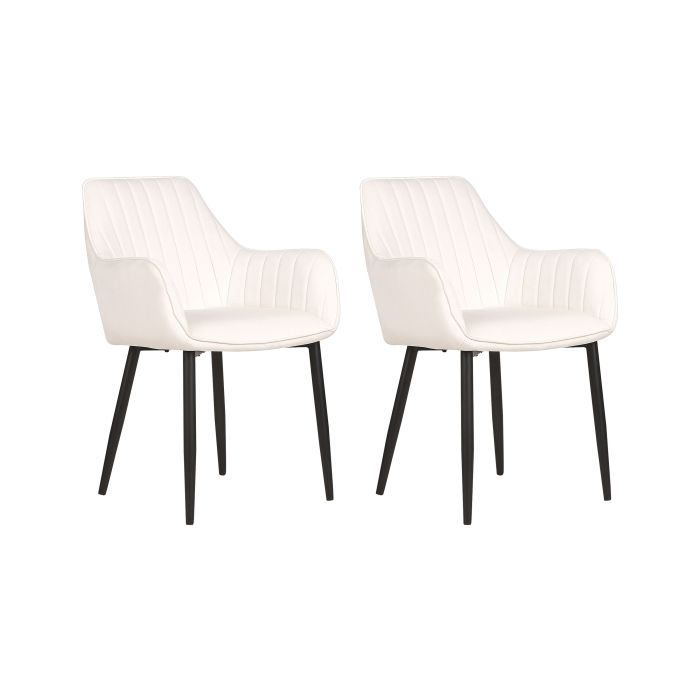 Set of 2 Velvet Dining Chairs Off-White WELLSTON