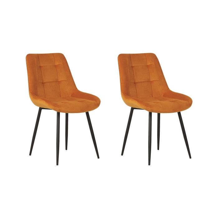 Set of 2 Velvet Dining Chairs Orange MELROSE