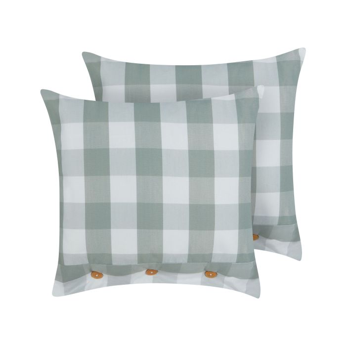 Set of 2 Cushions Checked 45x45cm Mint Green
