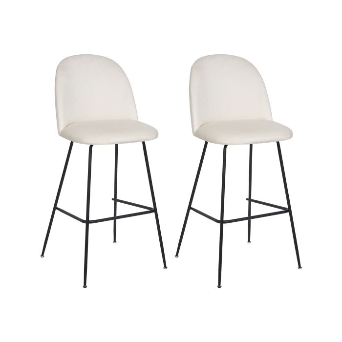 Set of 2 Velvet Bar Chairs Off-White ARCOLA
