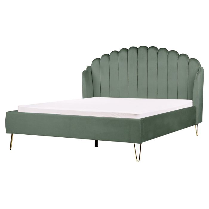 Velvet EU King Size Bed Green AMBILLOU