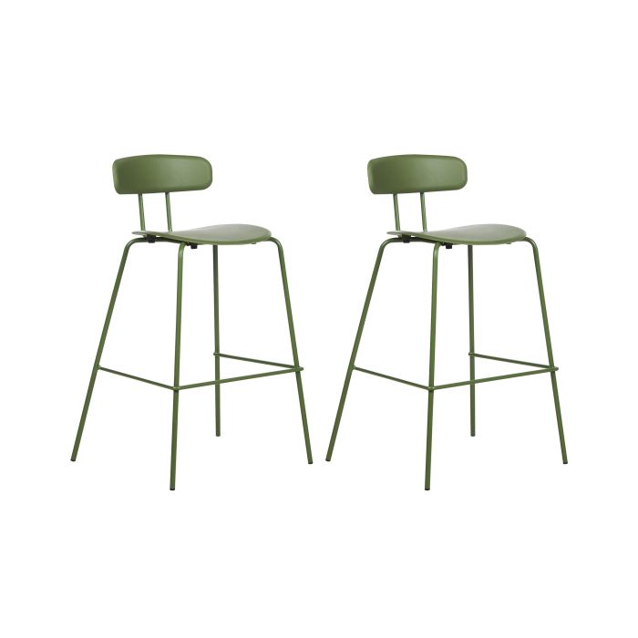 Set of 2 Bar Chairs Green SIBLEY