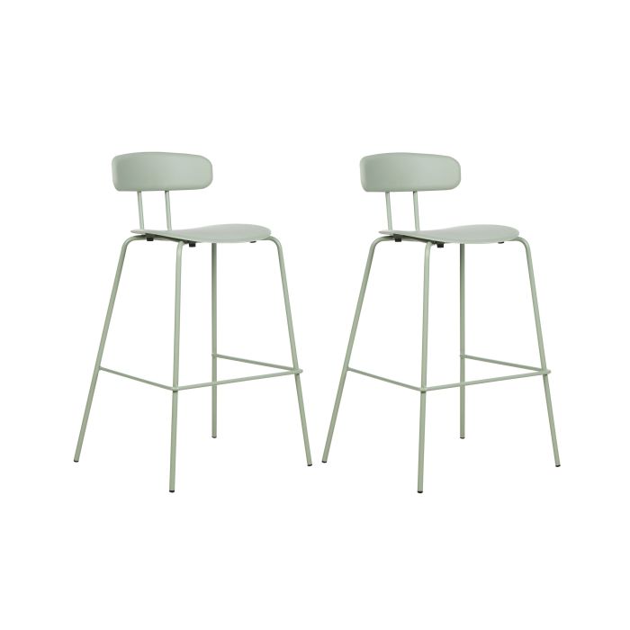 Set of 2 Bar Chairs Light Green SIBLEY