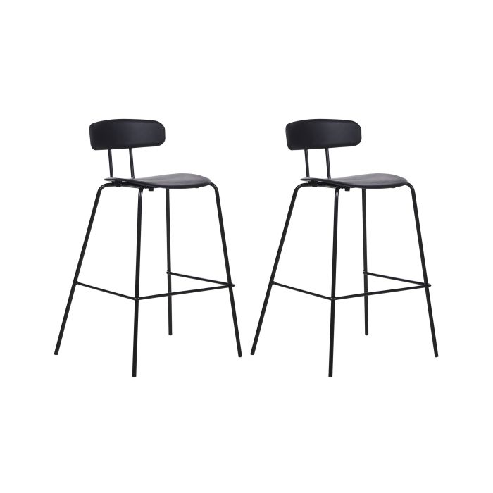 Set of 2 Bar Chairs Black SIBLEY
