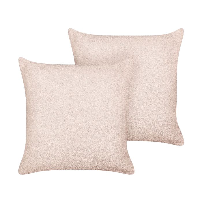 Set of 2 Boucle Cushions 45x45cm Pink