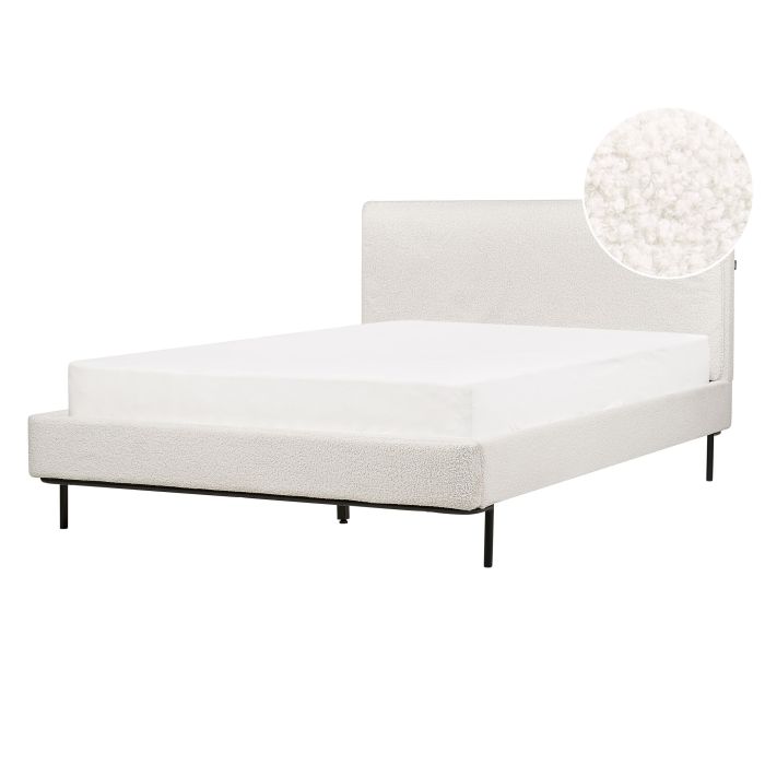 Boucle EU Double Bed White CORIO