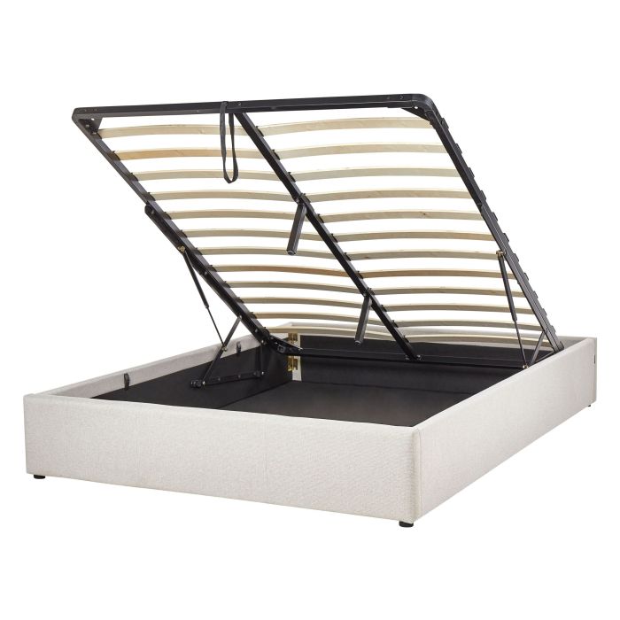 Fabric EU Double Size Ottoman Bed Light Beige DINAN