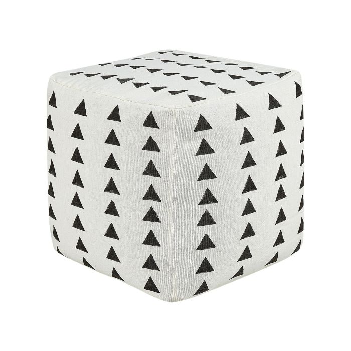 Cotton Pouffe 45 x 45 cm White and Black TARODI