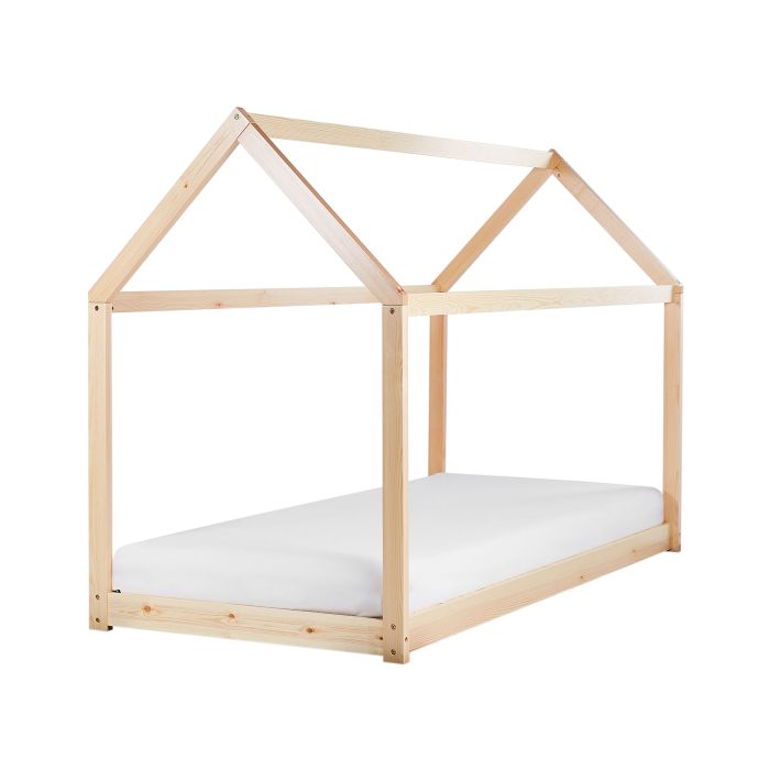 Wooden Kids House Bed EU Single Size Light TOSSE