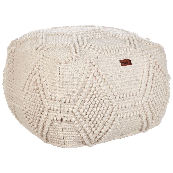 Wool Pouffe Beige CHOIM