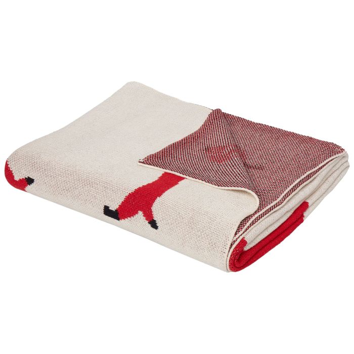 Cotton Kids Blanket Dog Motif 130 x 170 cm Beige and Red REERH