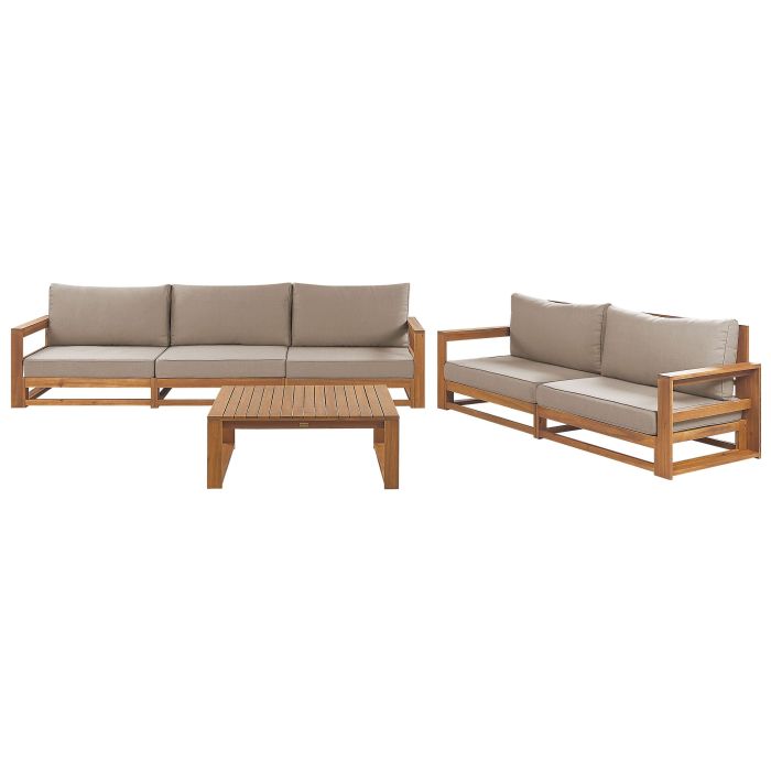 5 Seater Certified Acacia Wood Garden Sofa Set Light TIMOR II