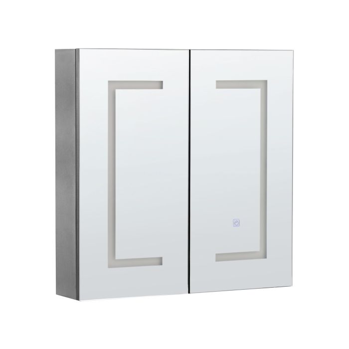 Bathroom Wall Mounted Mirror Cabinet with LED 60 x 60 cm Black MAZARREDO