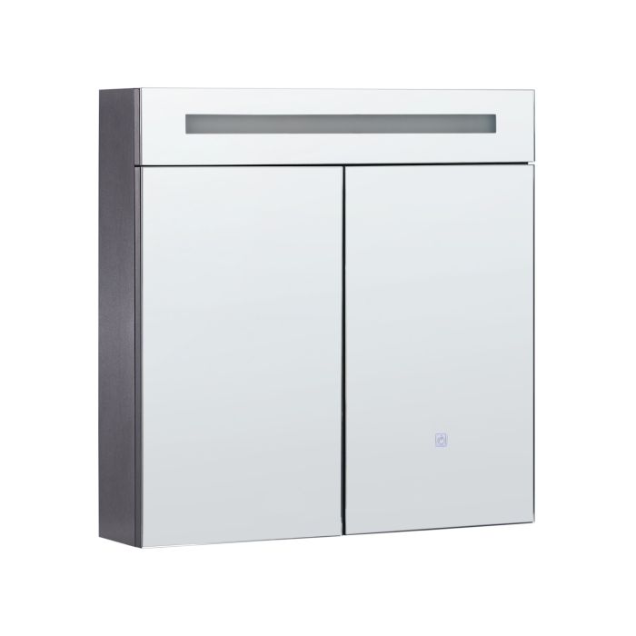 Bathroom Wall Mounted Mirror Cabinet with LED 60 x 60 cm Black JARAMILLO
