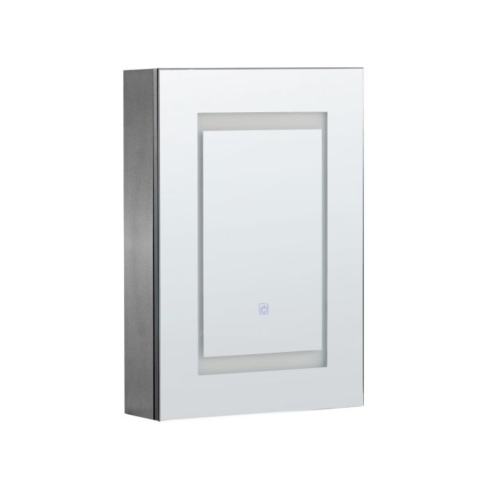 Bathroom Wall Mounted Mirror Cabinet with LED 40 x 60 cm Black MALASPINA