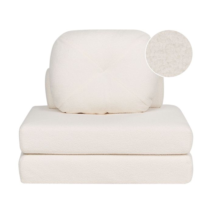 Boucle Single Sofa Bed White OLDEN