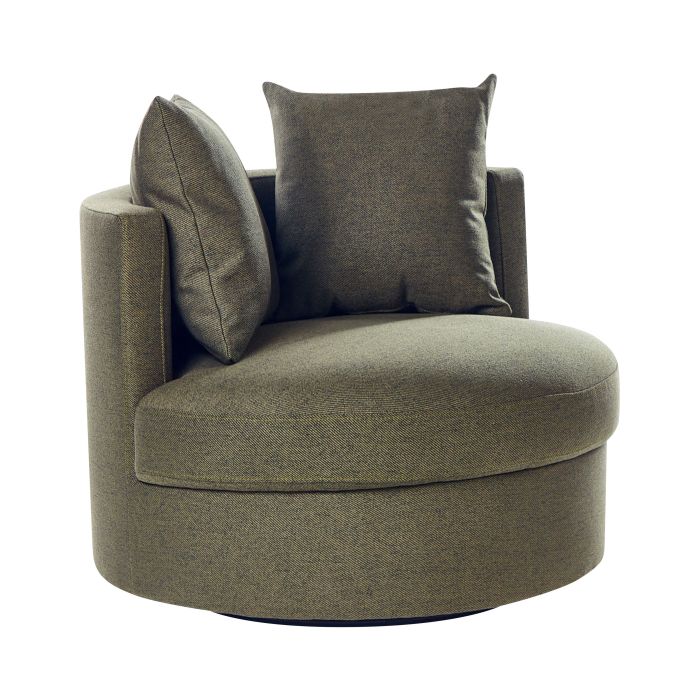 Swivel Fabric Armchair Green DALBY