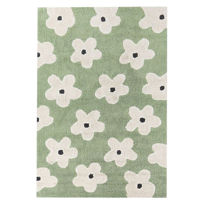 Cotton Kids Rug Floral Pattern 140x200cm Green