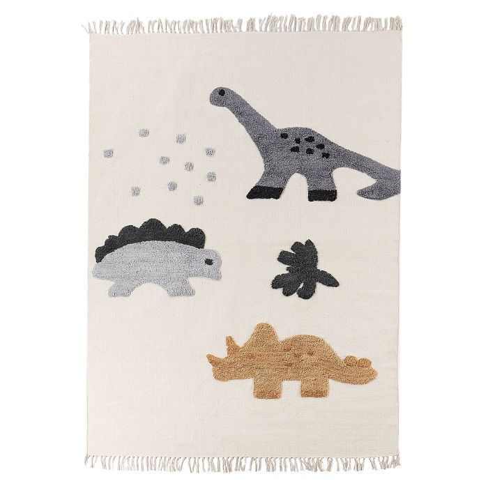 Cotton Kids Area Rug Dinosaurs Print 140x200cm Beige