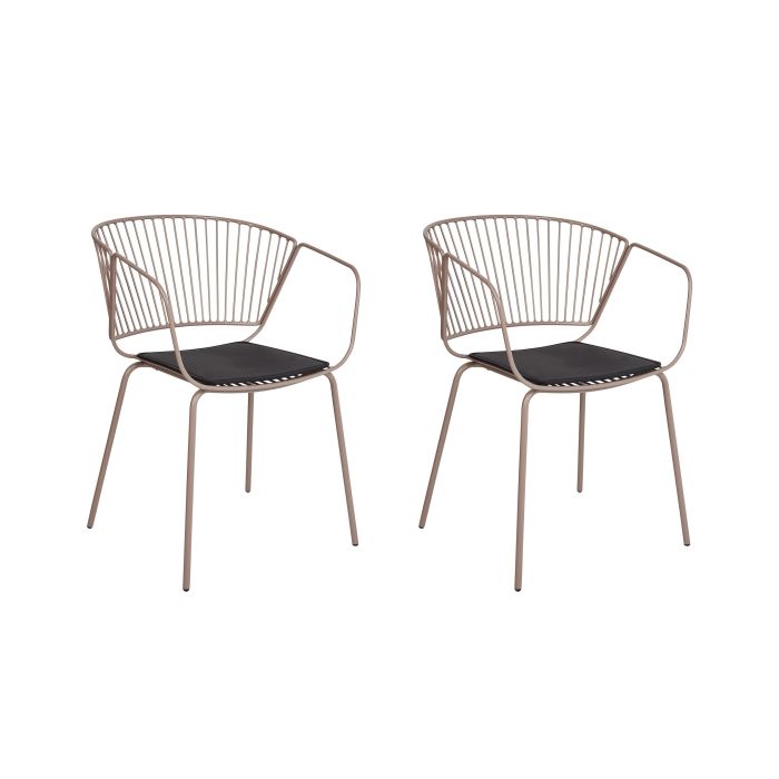Set of 2 Metal Dining Chairs Beige RIGBY