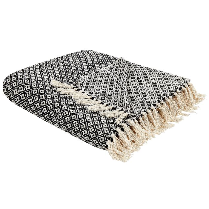 Cotton Blanket 200 x 220 cm Black and White CHYAMA