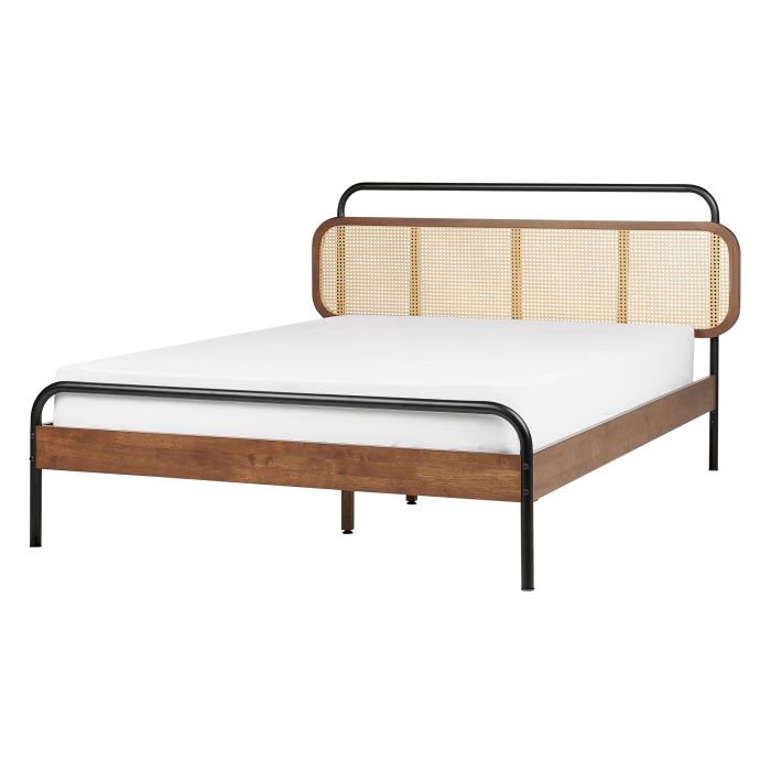 Wooden EU Double Size Bed Dark BOUSSICOURT