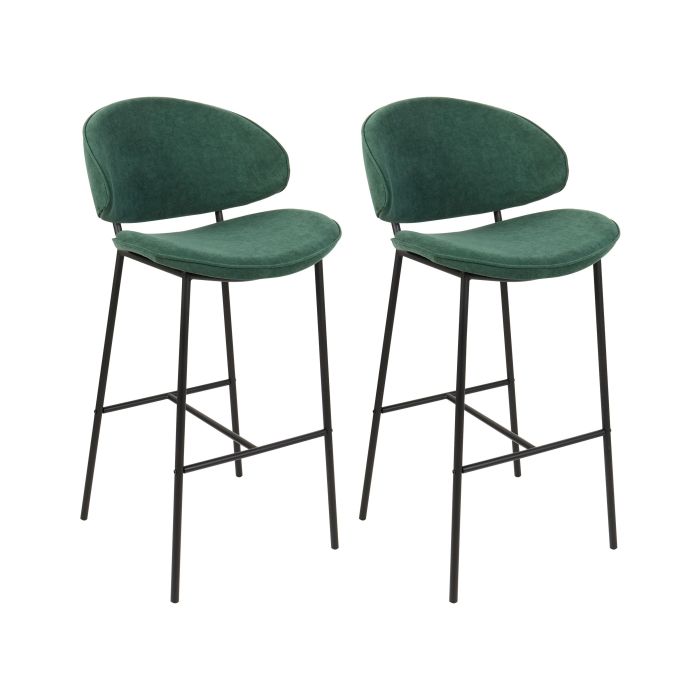 Set of 2 Fabric Bar Chairs Green KIANA