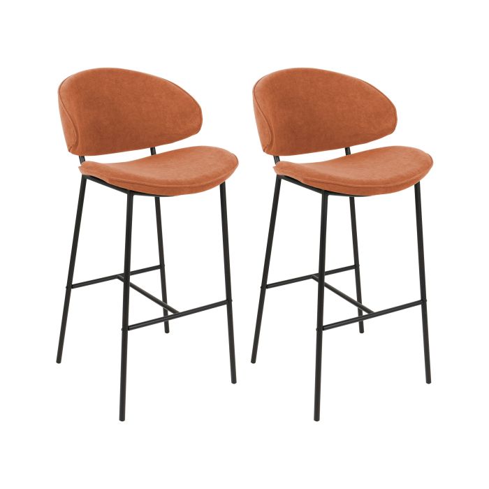 Set of 2 Fabric Bar Chairs Orange KIANA