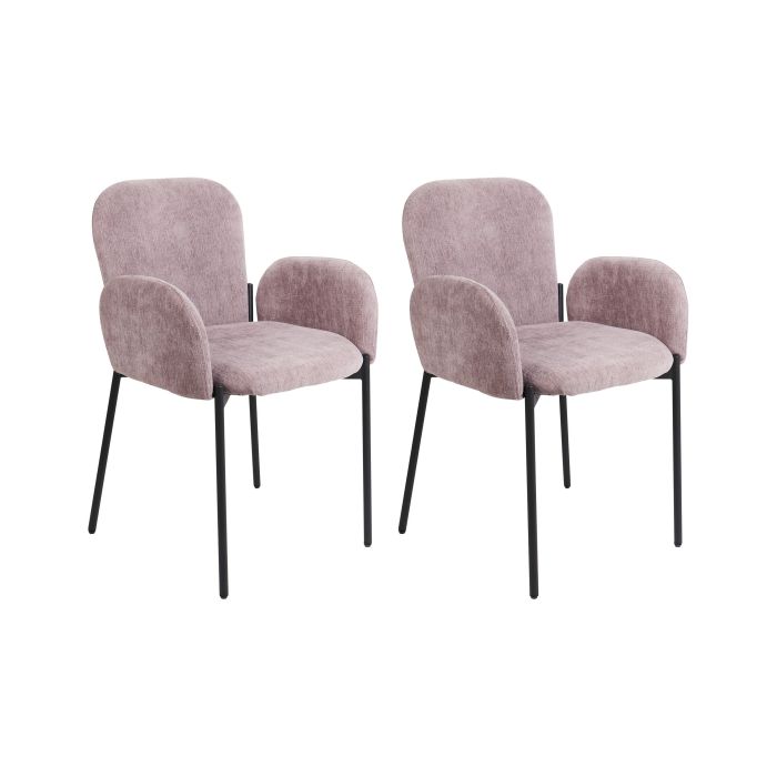 Set of 2 Fabric Dining Chairs Pink ALBEE