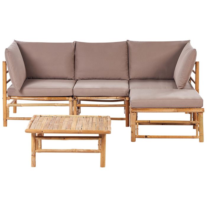 4 Seater Bamboo Garden Corner Sofa Set Taupe CERRETO