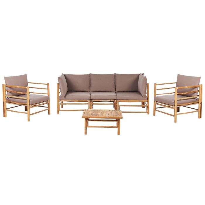 5 Seater Bamboo Garden Sofa Set Taupe CERRETO