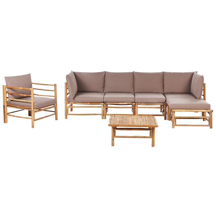6 Seater Bamboo Garden Sofa Set Taupe CERRETO