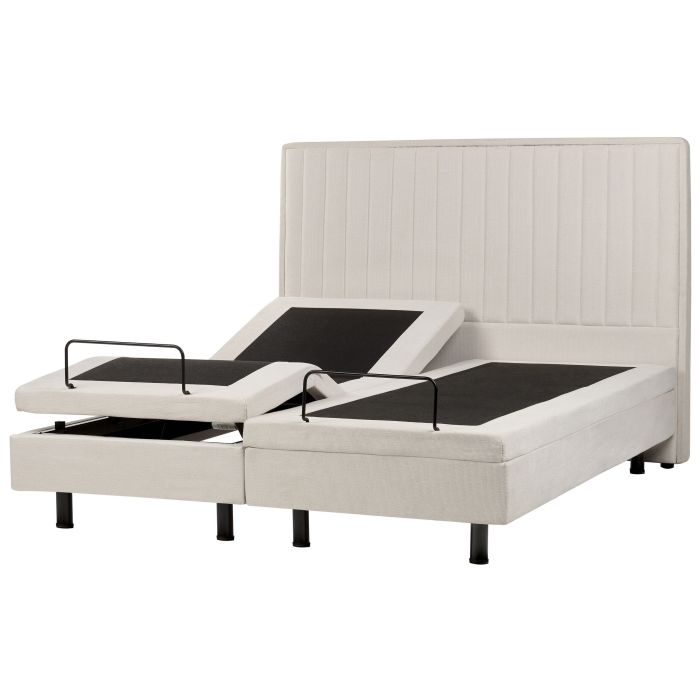 Fabric EU King Size Adjustable Bed Beige DUKE II