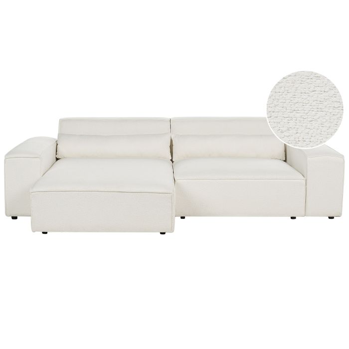 Right Hand 2 Seater Modular Boucle Corner Sofa White HELLNAR