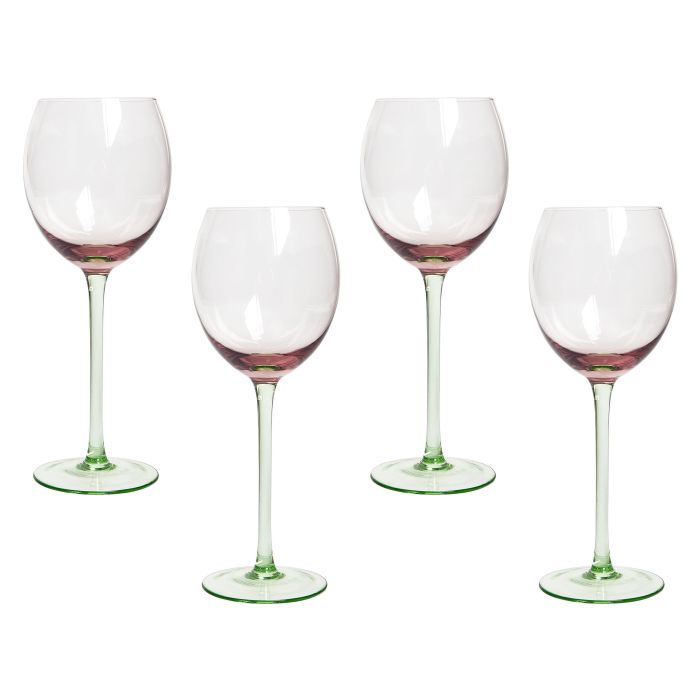 Set of 4 Red Wine Glasses 36 cl Pink and Green DIOPSIDE