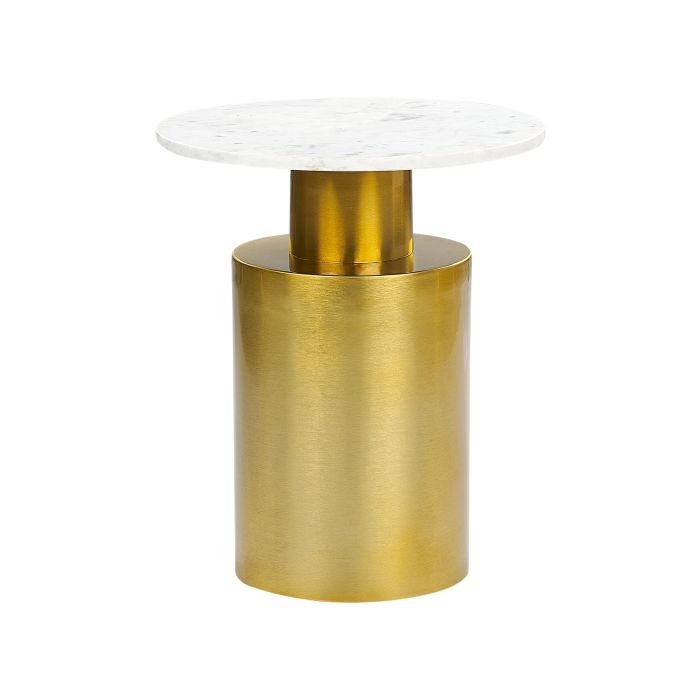 Metal Side Table Gold and White ARIAGA