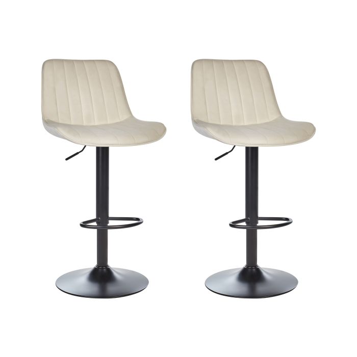Set of 2 Swivel Velvet Bar Stools Light Beige DUBROVNIK