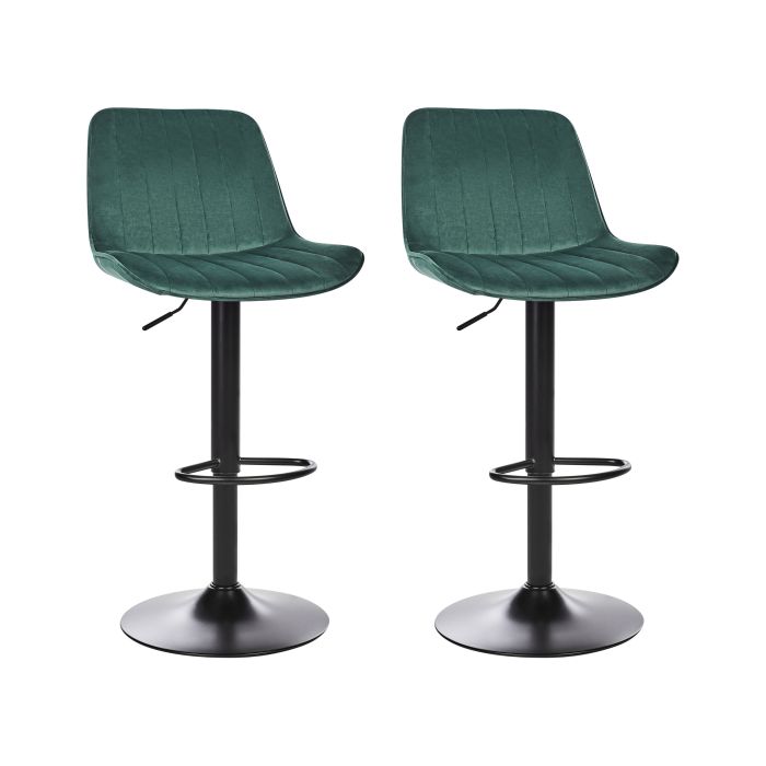 Set of 2 Velvet Swivel Bar Stools Green DUBROVNIK
