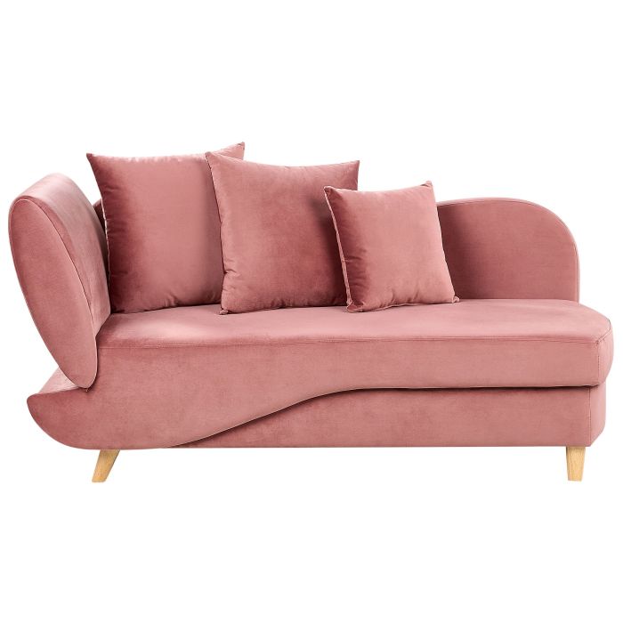 Left Hand Velvet Chaise Lounge with Storage Pink MERI II