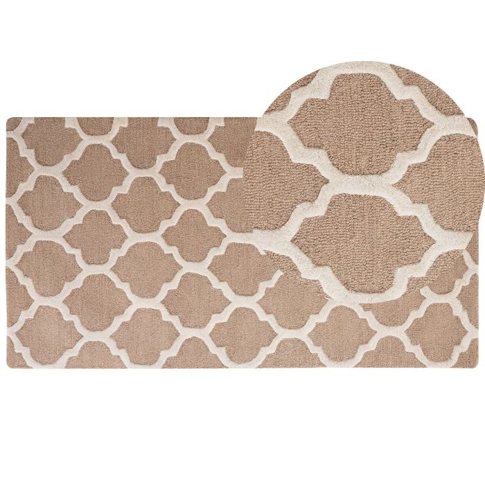 Wool Area Rug 80x150cm Beige