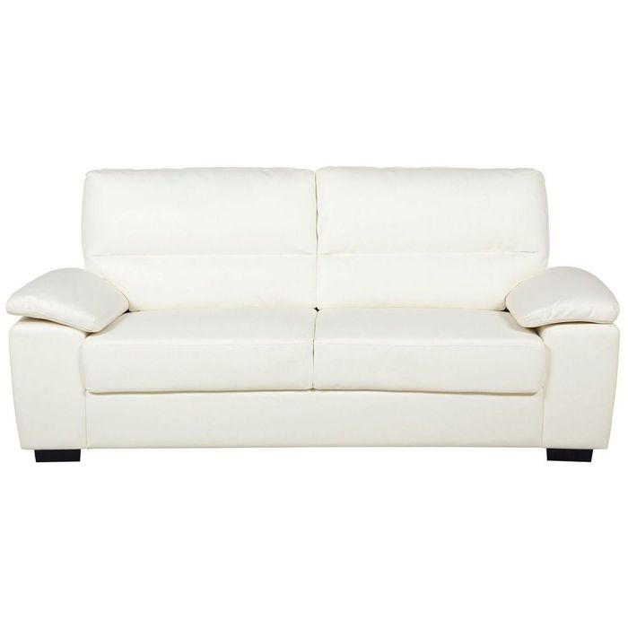 3 Seater Faux Leather Sofa Cream VOGAR