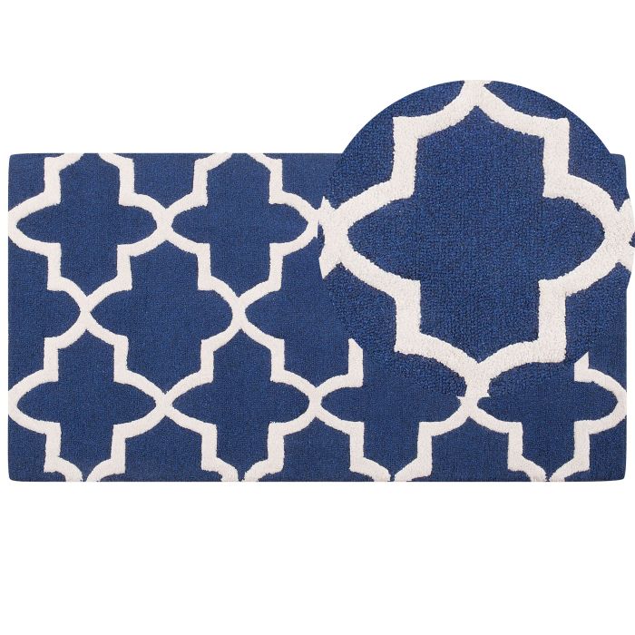 Wool Area Rug 80x150cm Blue