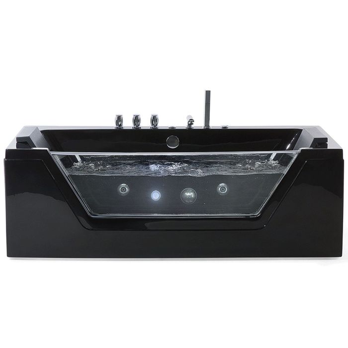Whirlpool Bath with LED 1740 mm Black SAMANA