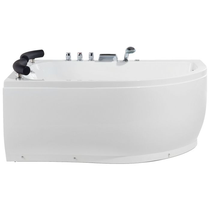 Right Hand Whirlpool Corner Bath with LED 1600 x 1130 mm White PARADISO