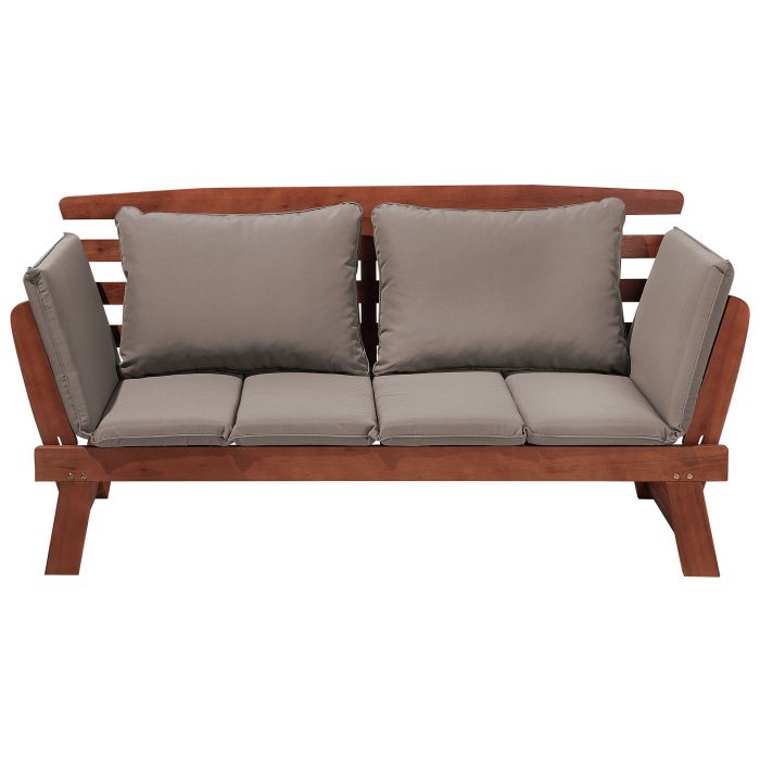 Eucalyptus Wood Garden Bench 210 cm with Grey Cushion PORTICI